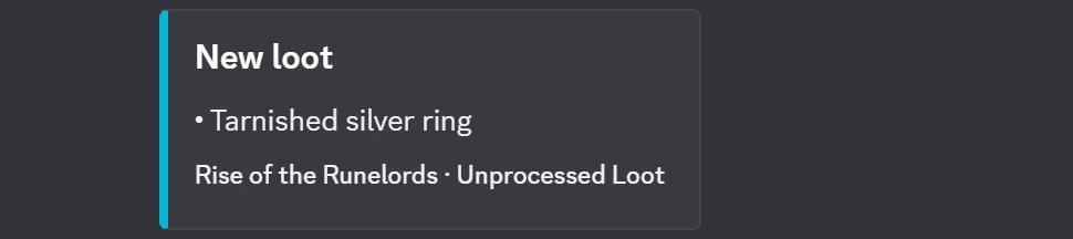 A feed post titled New loot: Tarnished silver ring, with no value shown